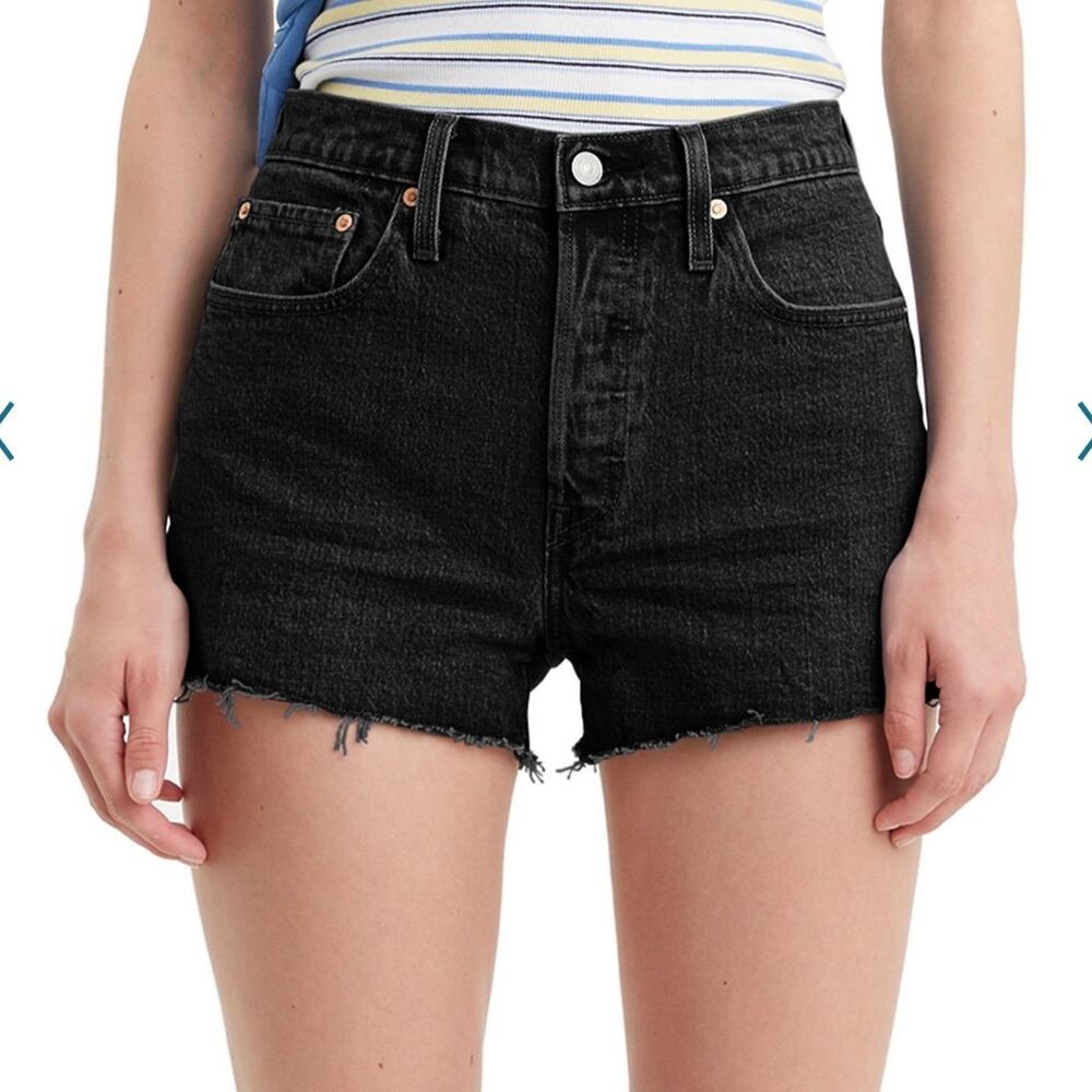 Black Levi’s 501 high waisted cut offs @AmberLobato822